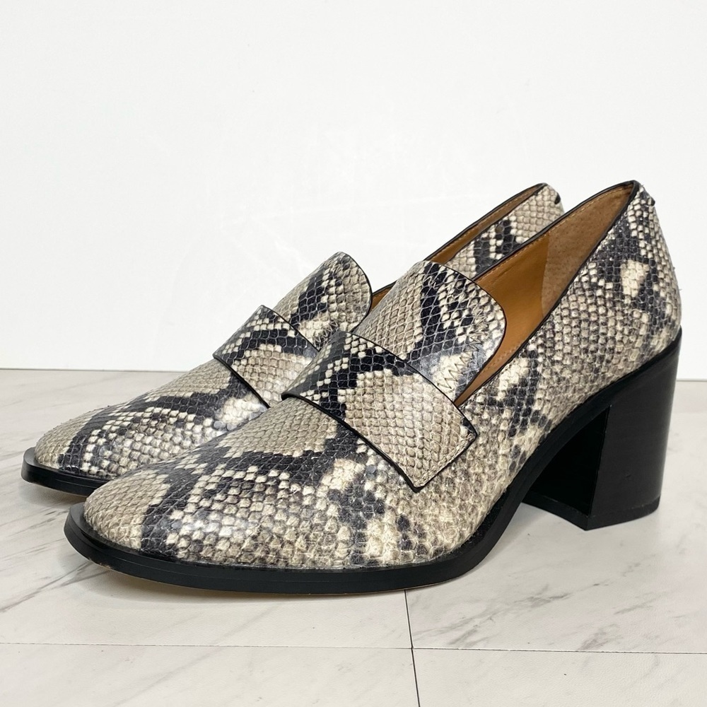 Franco Sarto Renato Snakeskin Print Leather Loafer Pump 7M